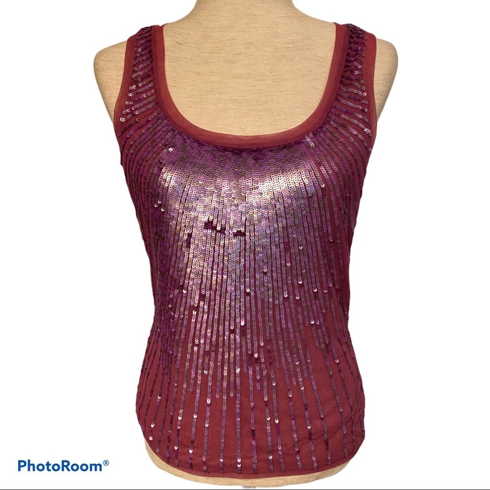 TINTORETTO TOP TANK SLEEVELESS PURPLE SEQUINS Size S